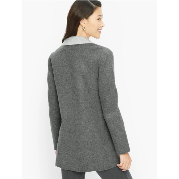 Talbots Double Faced Wool Blazer Size 10 Gray Office Work Career Professional - Picture 3 of 12